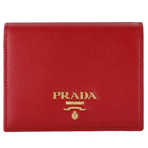 1mv204qwa68z 1 PRADA Saffiano Bifold Mini Wallet Red