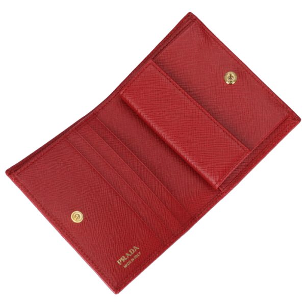 1mv204qwa68z 4 PRADA Saffiano Bifold Mini Wallet Red