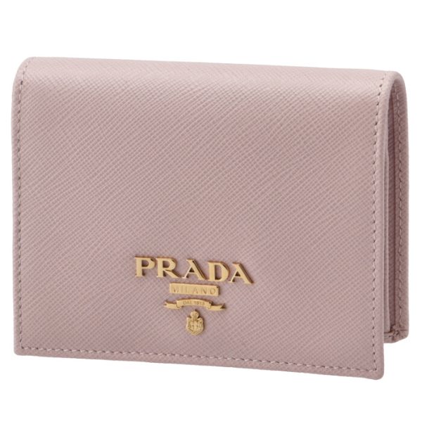 1mv204qwae18 PRADA Bifold Mini Wallet Saffiano Pink