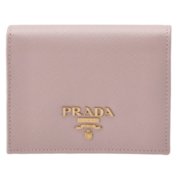 1mv204qwae18 1 PRADA Bifold Mini Wallet Saffiano Pink