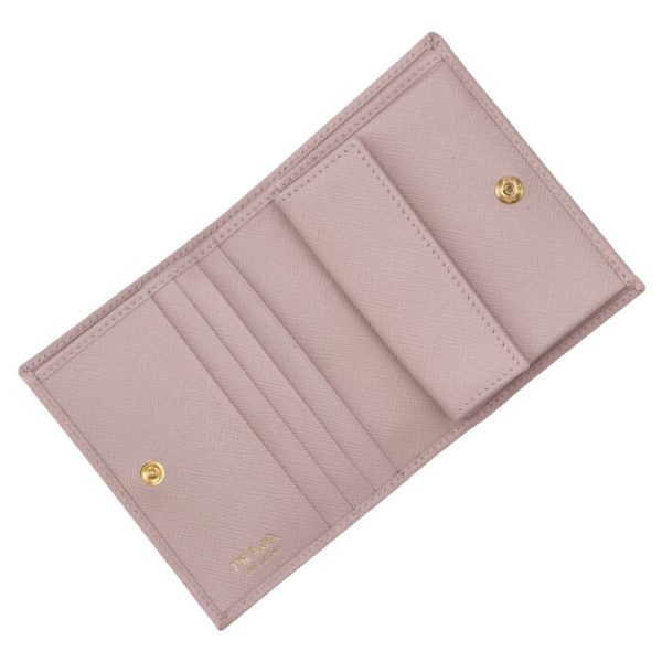 1mv204qwae18 4 PRADA Bifold Mini Wallet Saffiano Pink