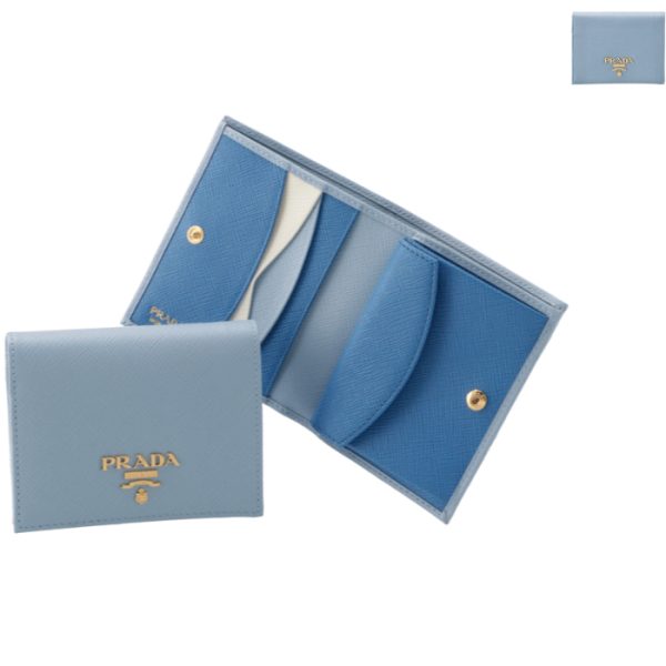 1mv204zlp PRADA Bifold Saffiano Bicolor Mini Wallet