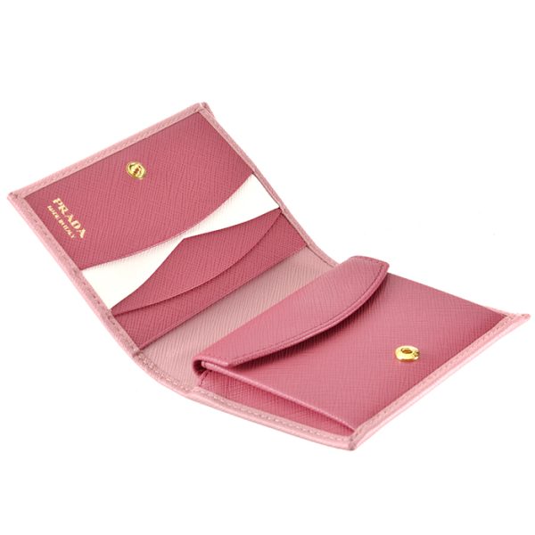 1mv204zlpbtz 3 PRADA Bifold Saffiano Bicolor Pink