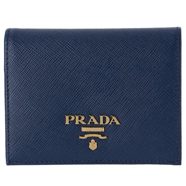 1mv204zlprau 1 PRADA Bifold Saffiano Bicolor Mini Wallet Navy x Blue