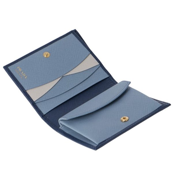 1mv204zlprau 4 PRADA Bifold Saffiano Bicolor Mini Wallet Navy x Blue