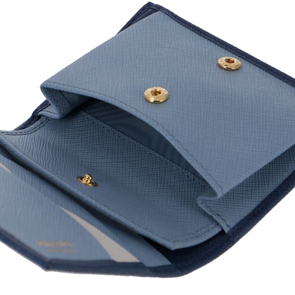 1mv204zlprau 6 PRADA Bifold Saffiano Bicolor Mini Wallet Navy x Blue