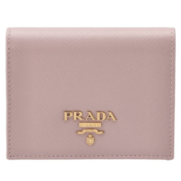 1mv204zlpvnm 1 PRADA Bifold Saffiano Bicolor Mini Wallet Pink