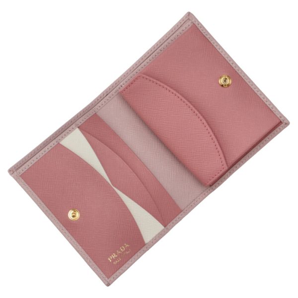 1mv204zlpvnm 4 PRADA Bifold Saffiano Bicolor Mini Wallet Pink