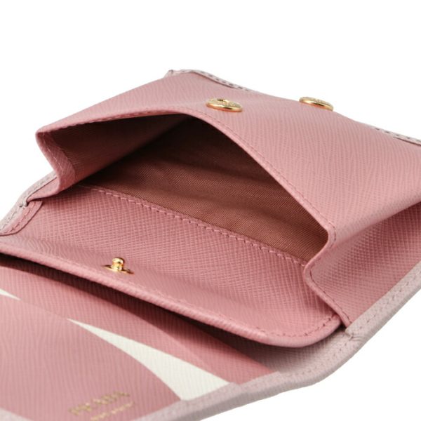 1mv204zlpvnm 6 PRADA Bifold Saffiano Bicolor Mini Wallet Pink