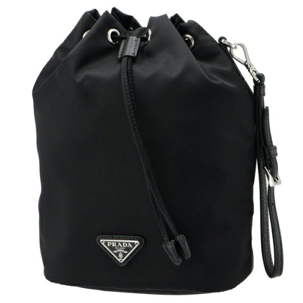 1ne369067002 1 PRADA Nylon Mini Bucket Bag Drawstring Black