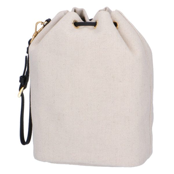 1ne369zpxi55 2 PRADA Logo Canvas Mini Bucket Bag Beige x Black