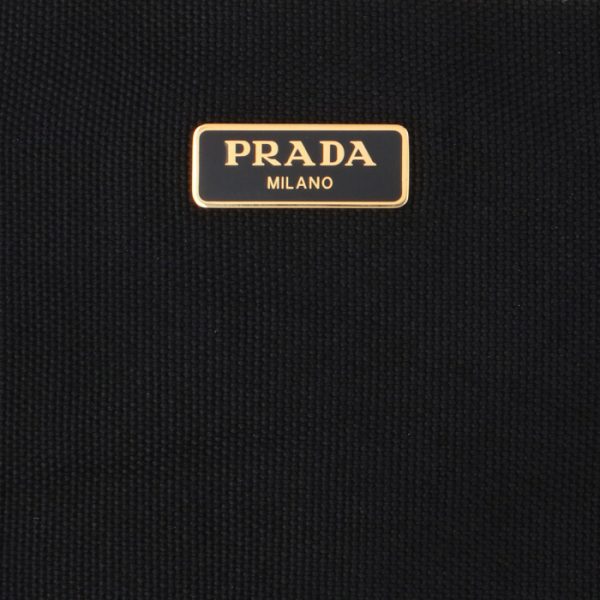 1ne369zpxi55 6 PRADA Logo Canvas Mini Bucket Bag Beige x Black