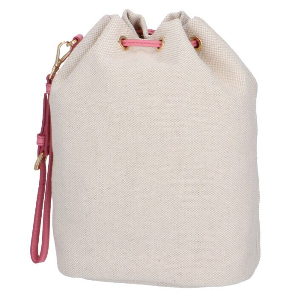 1ne369zpxn9t 2 PRADA Logo Canvas Mini Bucket Bag Beige x Pink