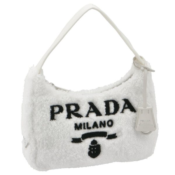 1ne5152dxo964 PRADA Shoulder Bag Terry Lettering Logo White