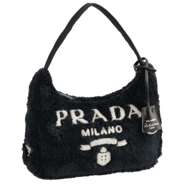 1ne5152dxo967 PRADA Shoulder Bag Terry Lettering Logo Black