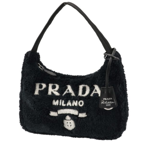 1ne5152dxo967 1 PRADA Shoulder Bag Terry Lettering Logo Black