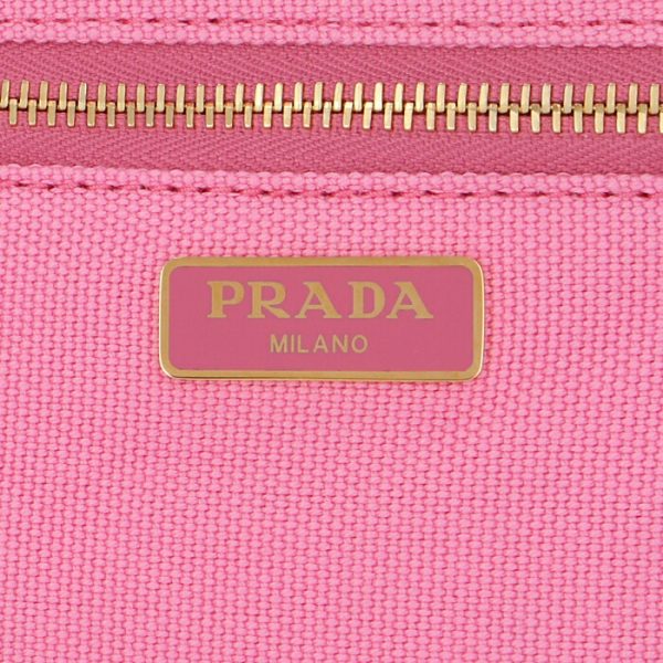 1nh018zpxn9t 6 PRADA Logo Canvas Pouch Clutch Beige x Pink