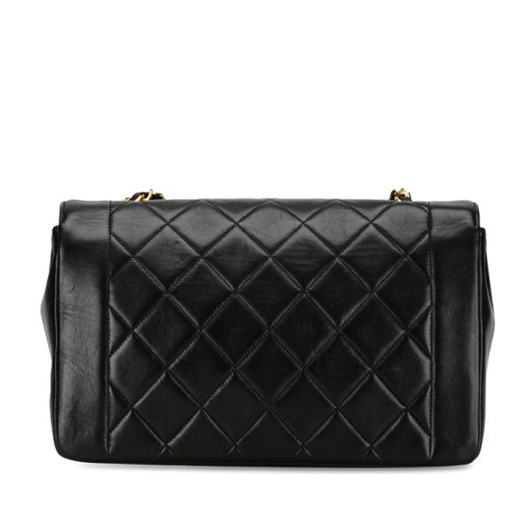 1nlrndtsmjaqha8v 3 CHANEL Matelasse Diana 25 Chain Shoulder Bag Black Lambskin