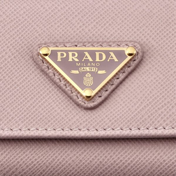 1pg004qhhe18 3 PRADA Key Case Saffiano Triangle Pink