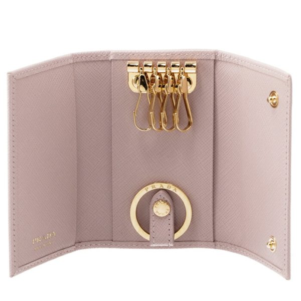 1pg004qhhe18 4 PRADA Key Case Saffiano Triangle Pink