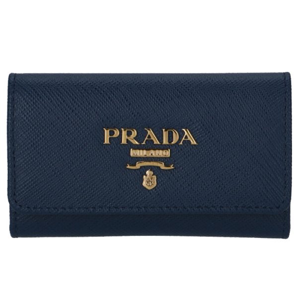 1pg004qwa016 1 PRADA Key Case Saffiano Blue Navy