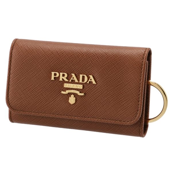 1pg004qwa046 PRADA Key Case Saffiano Brown