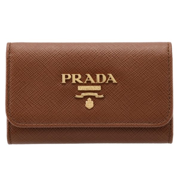 1pg004qwa046 1 PRADA Key Case Saffiano Brown