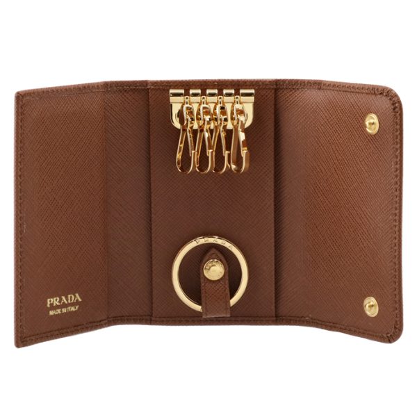 1pg004qwa046 4 PRADA Key Case Saffiano Brown