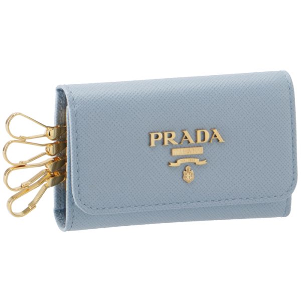 1pg004qwa076 PRADA Key Case Saffiano Blue