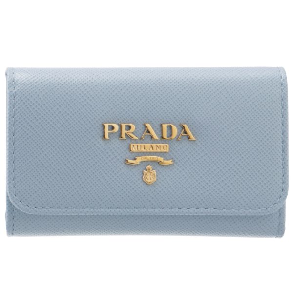 1pg004qwa076 1 PRADA Key Case Saffiano Blue