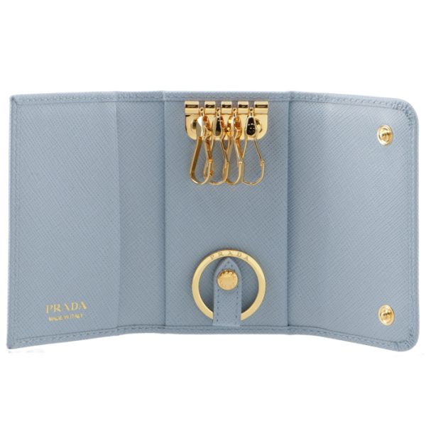 1pg004qwa076 4 PRADA Key Case Saffiano Blue