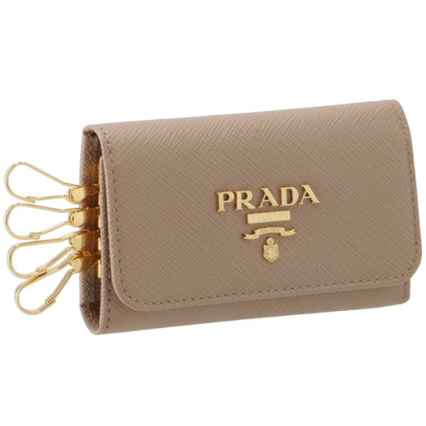 1pg004qwa236 PRADA Key Case 4 Series Ladies Saffiano Bag Beige