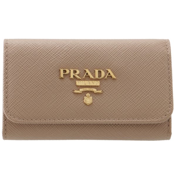 1pg004qwa236 1 PRADA Key Case 4 Series Ladies Saffiano Bag Beige