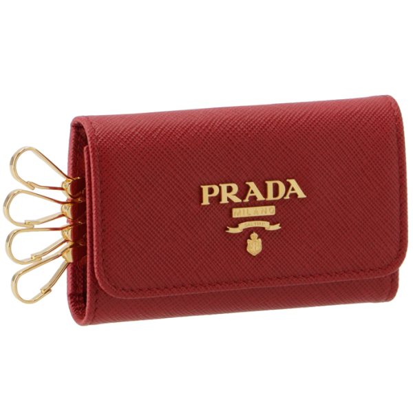 1pg004qwa68z PRADA Key Case Saffiano Red