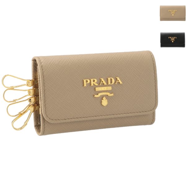 1pg004zlp PRADA Key Case Saffiano Bicolor with Key Ring