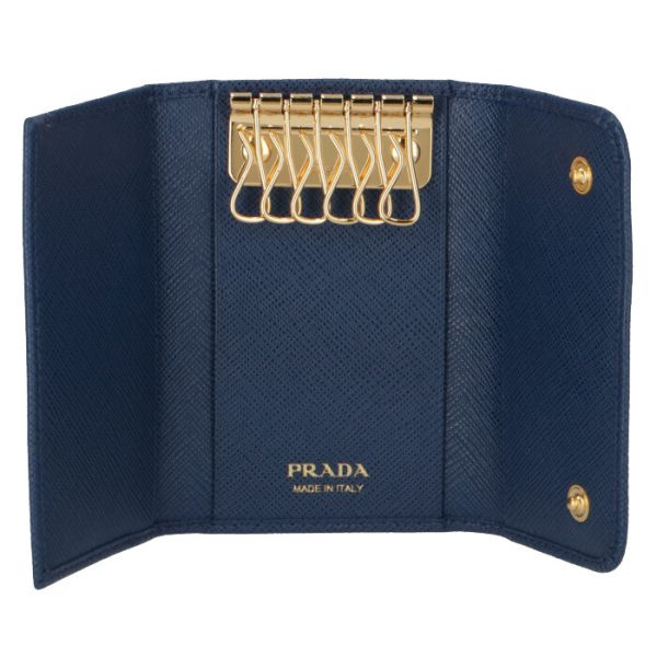 1pg222qwa016 4 PRADA Key Case Saffiano Metal Blue Navy