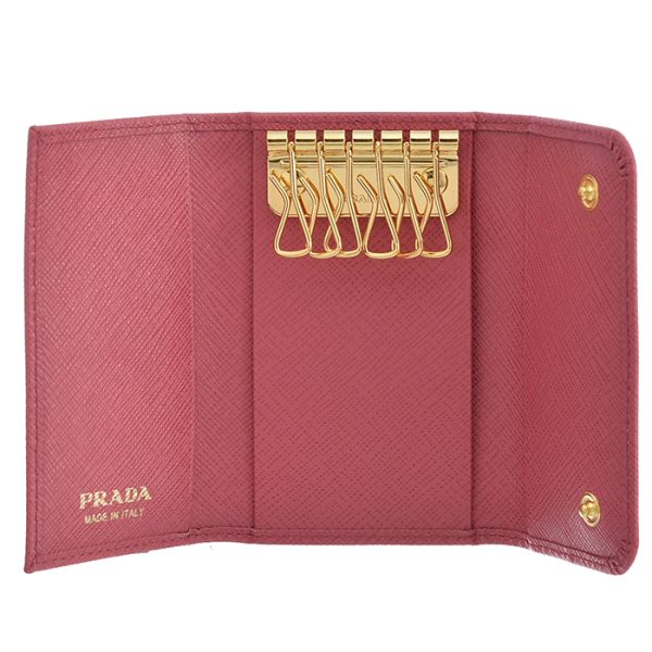 1pg222qwa505 3 PRADA Key Case Saffiano Pink