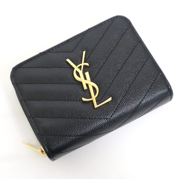 2000018255900010 1 Saint Laurent Compact Full Zip Wallet Black