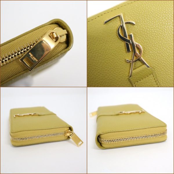 2000018256500020 3 Yves Saint Laurent Round Zipper Long Wallet Yellow