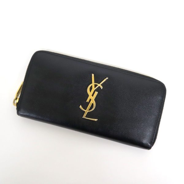 2000018256600002 1 Saint Laurent Long Wallet Black