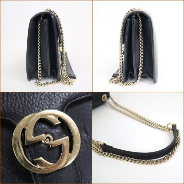 2000087256500177 4 Gucci Interlocking G Chain Shoulder Bag Black