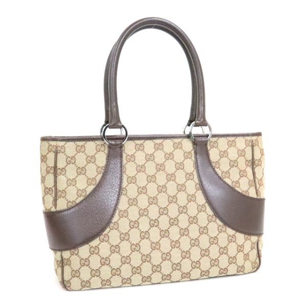 2000088256300046 1 Gucci GG Canvas Tote Bag Beige Brown