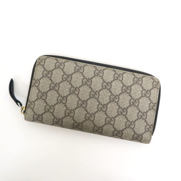 2000090256500069 2 Gucci Round Zipper Long Wallet Beige Brown