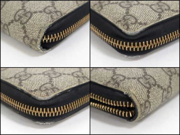 2000090256500069 5 Gucci Round Zipper Long Wallet Beige Brown