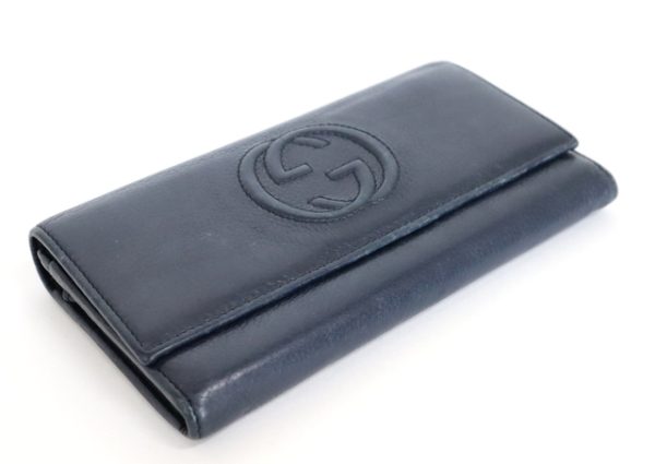 2000090256500073 3 Gucci Soho Bifold Long Wallet Navy