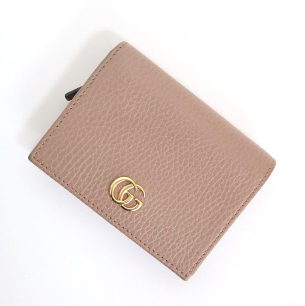 2000090256500122 1 Gucci GG Marmont Bifold Compact Wallet Beige