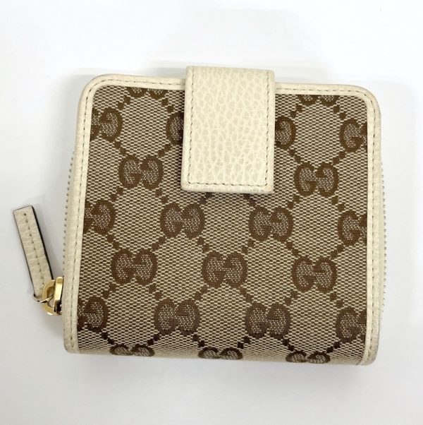 2000090256500146 1 Gucci GG Canvas Bifold Wallet Beige White