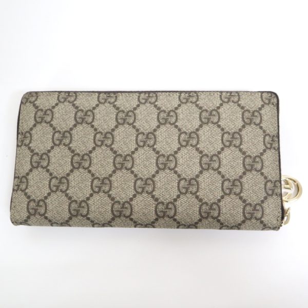 2000090256500150 2 Gucci GG Supreme Round Zipper Long Wallet Beige