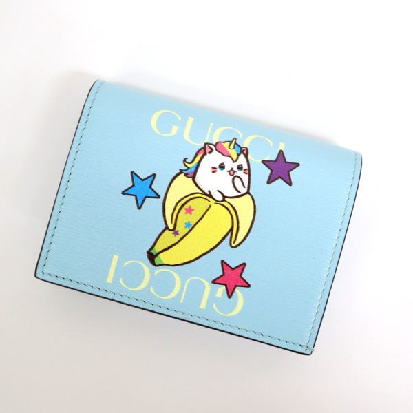 2000090257000015 1 Gucci Bifold Wallet Rainbow Star Banana Light Blue Gold