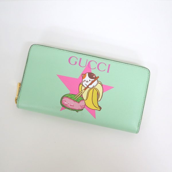 2000090257000017 1 Gucci Round Zipper Long Wallet Bananya Sakuramochi Emerald